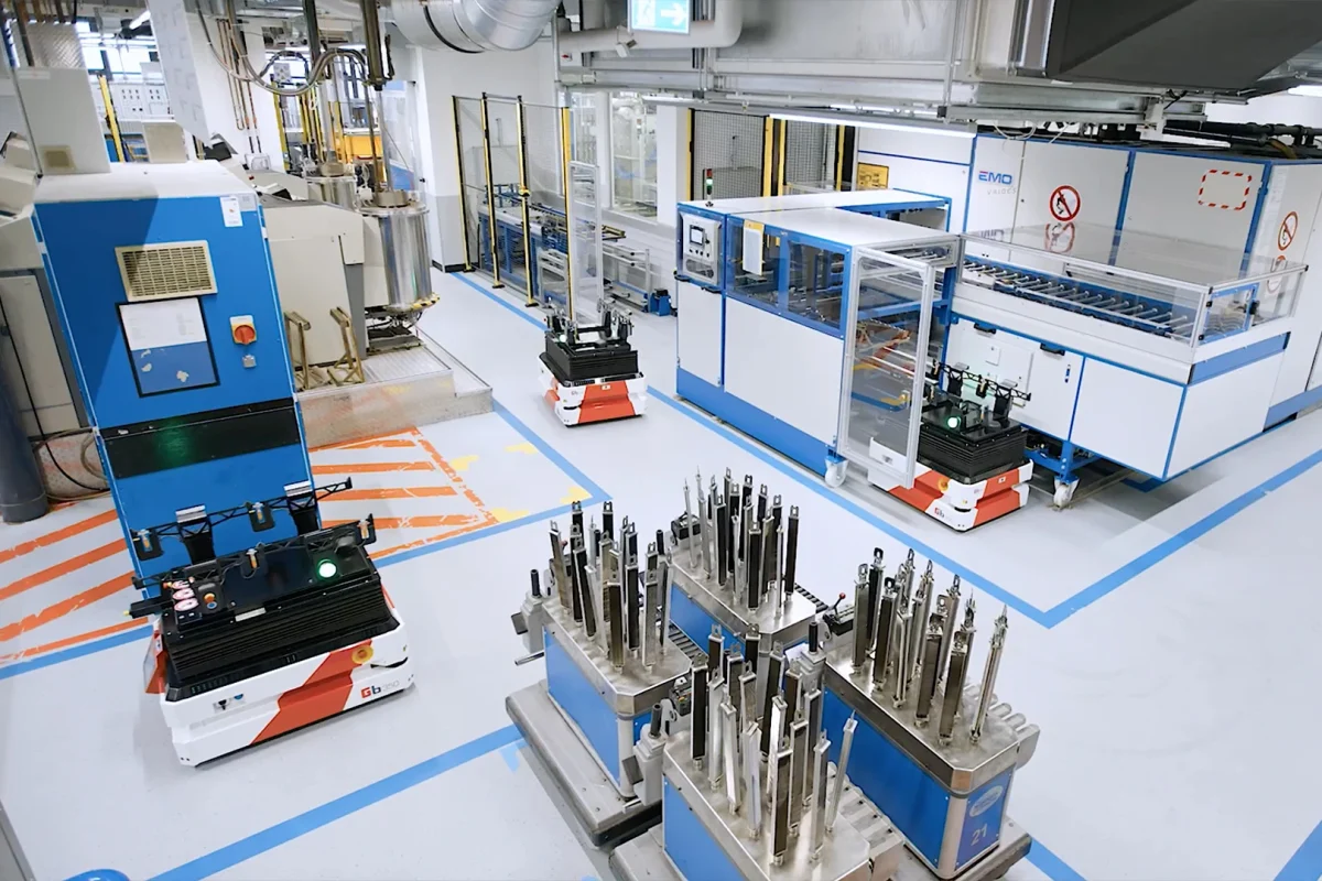 Gessbots in der Sick Produktion
